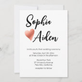 シックバラ金ゴールド結婚ハート 招待状 (正面)