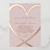 シックバラ金ゴールド結婚ハート 箔招待状 (正面)