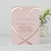 シックバラ金ゴールド結婚ハート 箔招待状 (立ち正面)