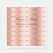 シックバラ金ゴールド結婚リボンブライダルシャワー スタンダードランチョンナプキン (正面)