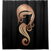 シックバラ金ゴールド美しいガールヘア&メイクアップサロン シャワーカーテン (正面)