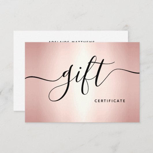 シックバラ金ゴールド美しいサロン美容師ギフトカード (正面/裏面)