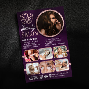 シックバラ金ゴールド美しいスパヘア爪、 ネイルメイクアップサロン チラシ
