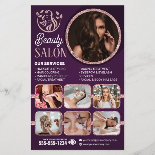 シックバラ金ゴールド美しいスパヘア爪、 ネイルメイクアップサロン チラシ (正面)