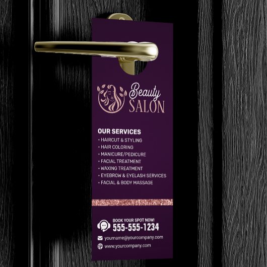 シックバラ金ゴールド美しいスパヘア爪、 ネイルメイクアップサロン ドアノブサイン