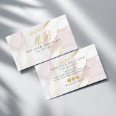 シックバラ金ゴールド赤面ピンクマーブルモノグラム 名刺