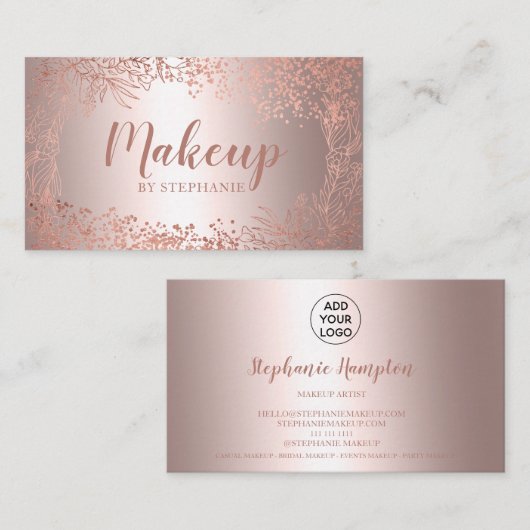 シックバラ金ゴールド金属箔フローラ化粧スクリプト 名刺 (正面/裏面)