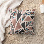 シックバラ金ゴールド銅ティール（緑がかった色）ブラックフローラ幾何学的 クッション (ブランケット)