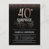 シックバラ金ゴールド40thサプライズバースデーパーティー インビテーションポストカード (正面)