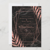 シックバラ離れ金ゴールド幾何パタ結婚ーン 招待状 (正面)