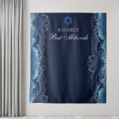 シックバルミツワーパーティーネイビーブルー金ゴールドフォトブース タペストリー