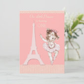 シックバレリーナエッフェルタワーシェブロン1st誕生日 招待状 (スタンド正面)