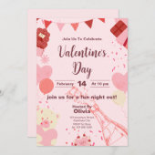 シックバレンタインデーお祝い招待状カード 招待状 (正面/裏面)