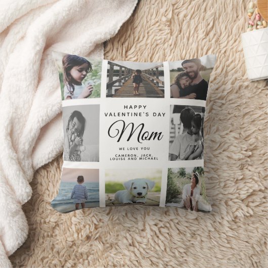 シックバレンタインデーマムファミリーフォトコラージュ クッション (ブランケット)