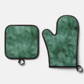 シックパインティール（緑がかった色）グリーン 鍋つかみ&鍋敷きセット (正面)