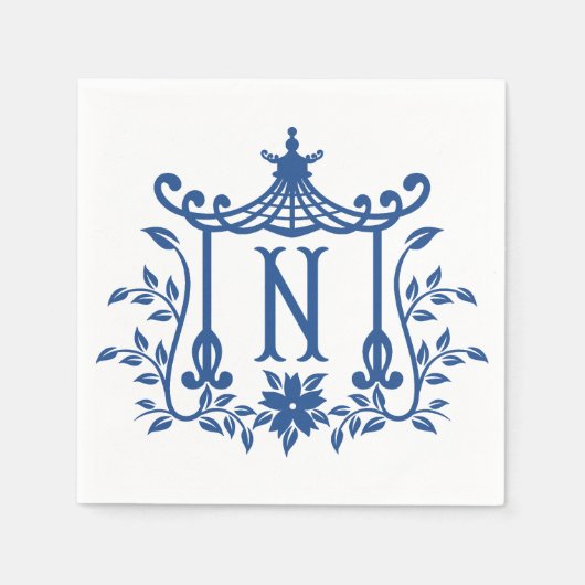 シックパゴダモノグラムNナプキンス スタンダードカクテルナプキン (正面)