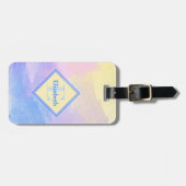 シックパステルカラーズウォーターカラーモノグラム&ネーム ラゲッジタグ (正面横)