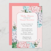 シックパステルハイドレンジアスピンクベイビーシャワー招待状 招待状 (正面/裏面)