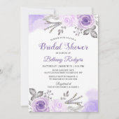 シックパステルパープルバラガーデンブライダルシャワー 招待状 (正面)
