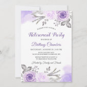 シックパステルパープルバラガーデンリタイアメントパーティー 招待状 (正面)