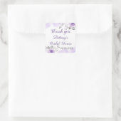 シックパステルパープルフローラブライダルシャワーサンキューユー スクエアシール (バッグ)