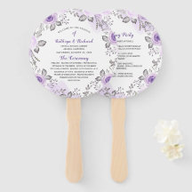 シックパステルパープルフローラ結婚式 プログラムハンドファン