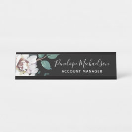 シックパステルフローラ（名前とタイトル） デスクネームプレート