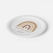 シックパステルブラウンレインボーボホファースト誕生日 ペーパープレート (アングル)