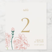シックパステル結婚バラのテーブル番号 ワインラベル (シングルラベル)
