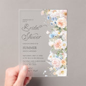 シックパステル赤面ホワイトブルーフローラブライダルシャワー アクリル招待状 (インサイチュ (ポータブル))