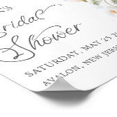 シックパステル赤面ホワイトブルーフローラブライダルシャワー ポスター (角)