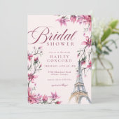 シックパリさくらんぼブロッサムピンクブライダルシャワー 招待状 (スタンド正面)