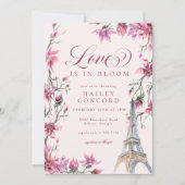 シックパリさくらんぼブロッサムピンクブライダルシャワー 招待状 (正面)