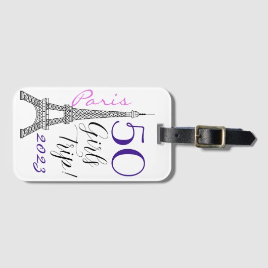 シックパリエッフェルタワー50th誕生日ガールズトリップ ラゲッジタグ (正面横)