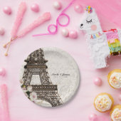 シックパリエッフェルタワー&バラエレガントパーティー ペーパープレート (パーティー)