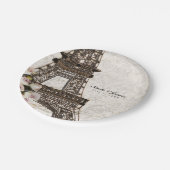 シックパリエッフェルタワー&バラエレガントパーティー ペーパープレート (アングル)