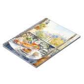 シックパリジャンカフェウォーターカラーイラストレーション ノートブック (左側)