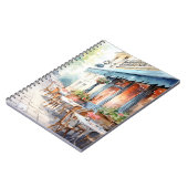 シックパリジャンカフェウォーターカラーイラストレーション ノートブック (左側)