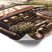 シックパリジャンカフェエッフェルタワーパリフランスシーン ポスター (角)