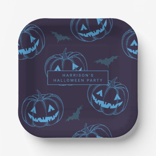 シックパンプキンスハローウィンパーティ ペーパープレート (正面)