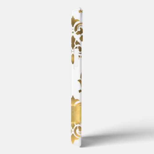 シックパーソナライズされたなエレガント金ゴールドとホワイトダマスク Case-Mate iPhoneケース (裏面 / 右)