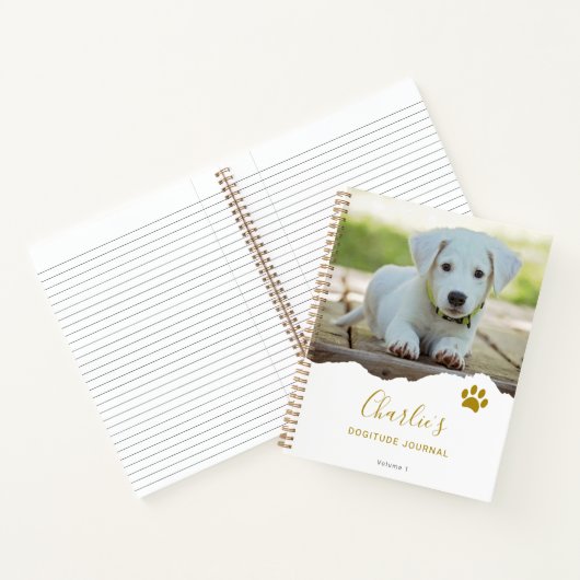 シックパーソナライズされたな引き裂かれた写真犬の感謝ジャーナル ノートブック (内部)