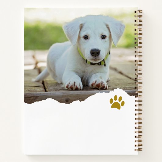 シックパーソナライズされたな引き裂かれた写真犬の感謝ジャーナル ノートブック (裏面)