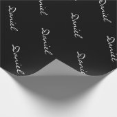 シックパーソナライズされたな白黒マットブラック ラッピングペーパー (角)