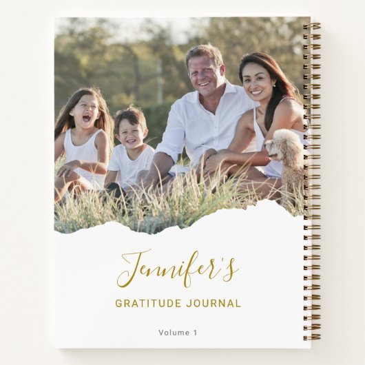 シックパーソナライズされたな破れた写真の感謝ジャーナル ノートブック (裏面)
