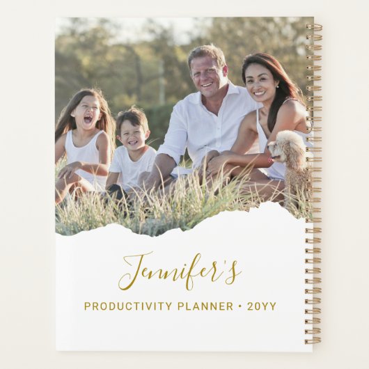 シックパーソナライズされたな破れた写真 プランナー手帳 (裏面)