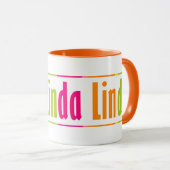 シックパーソナライズされたな「リンダ」の名前カラフルストライプ名 マグカップ (正面右)