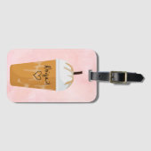 シックパーソナライズされたアイスコーヒートレンディーピンク ラゲッジタグ (正面横)