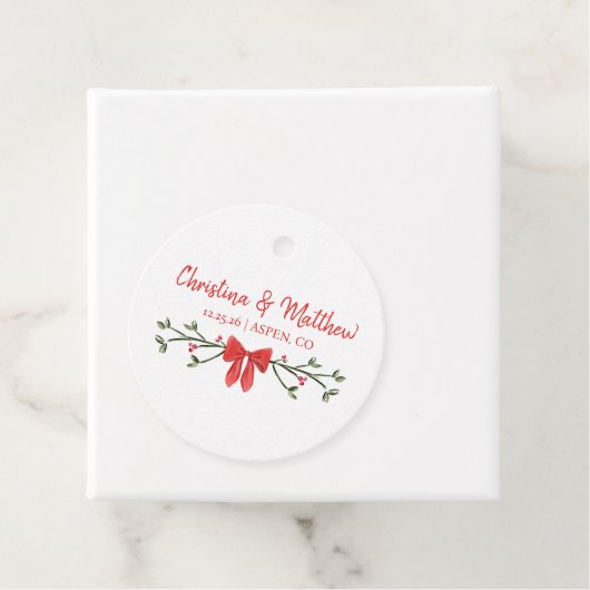 シックパーソナライズされたウィンターホリデークリスマ結婚ス フェイバータグ (インサイチュ)