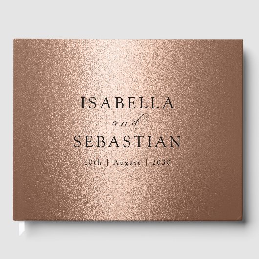 シックパーソナライズされたエレガントカッパー ゲストブック (正面)